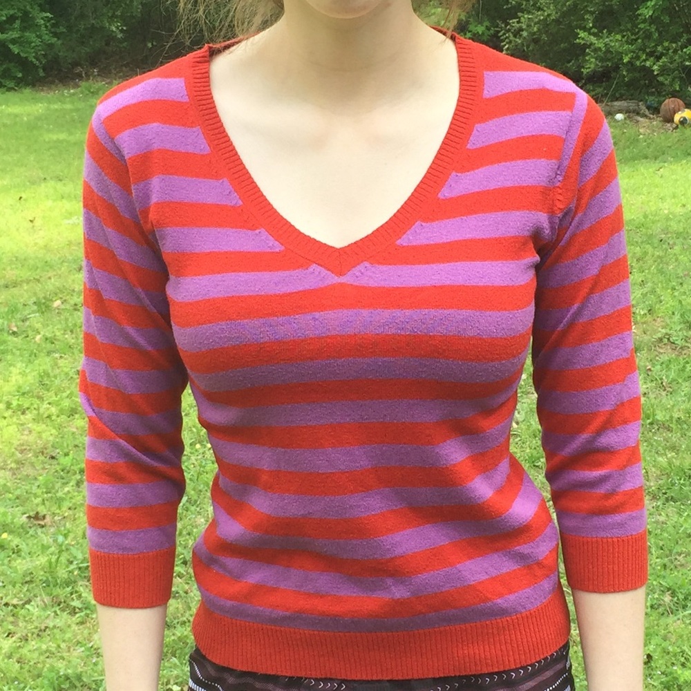 Red and Purple striped Sweater